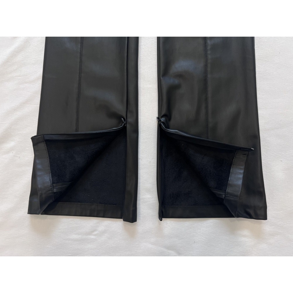 Zara Women's Black Faux Leather High Waisted Ankle Zip Pants Size Small - Picture 3 of 8